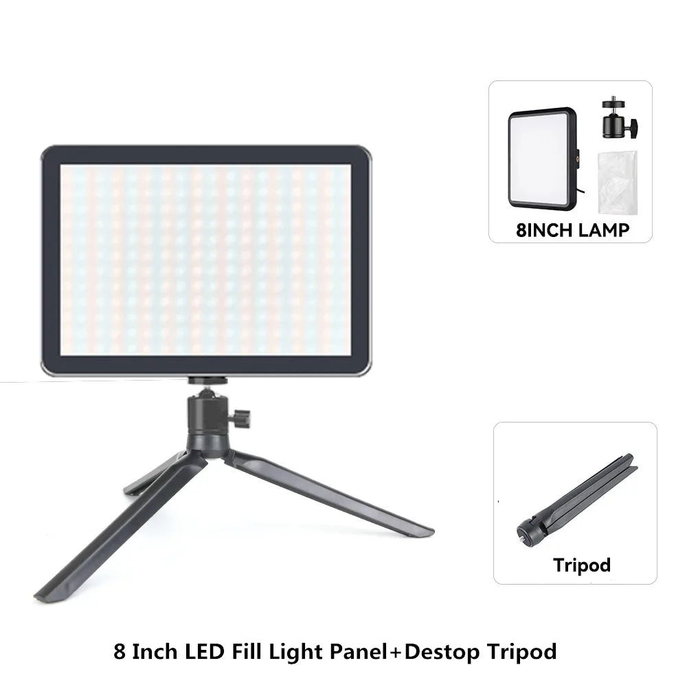 GlowFrame LED Light Panel Kit – 8"/12" Dimmable Video Light with Tripod for YouTube, Live Streaming & Studio Shoots