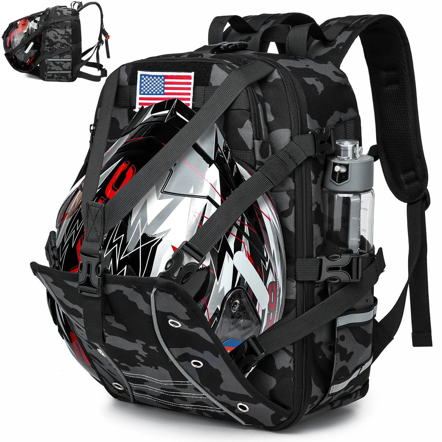 RiderVault™ Moto Helmet Backpack – Waterproof Large-Capacity Racing & Travel Gear Bag