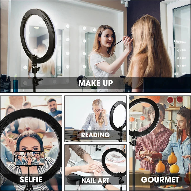 GlowCast™ 10” LED Selfie Ring Light – Adjustable Tripod + Phone Holder for Flawless Content Creation, Lives & Vlogs