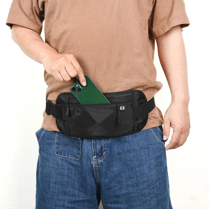 RFID-Blocking Waterproof Travel Waist Bag – Outdoor Fanny Pack & Passport Holder