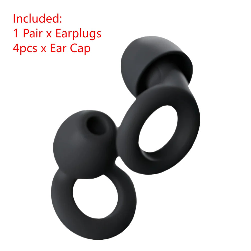 Reusable Noise-Canceling Ear Plugs – Waterproof Silicone Earplugs for Sleeping, Travel, Swimming & Noise Reduction (1 Pair)
