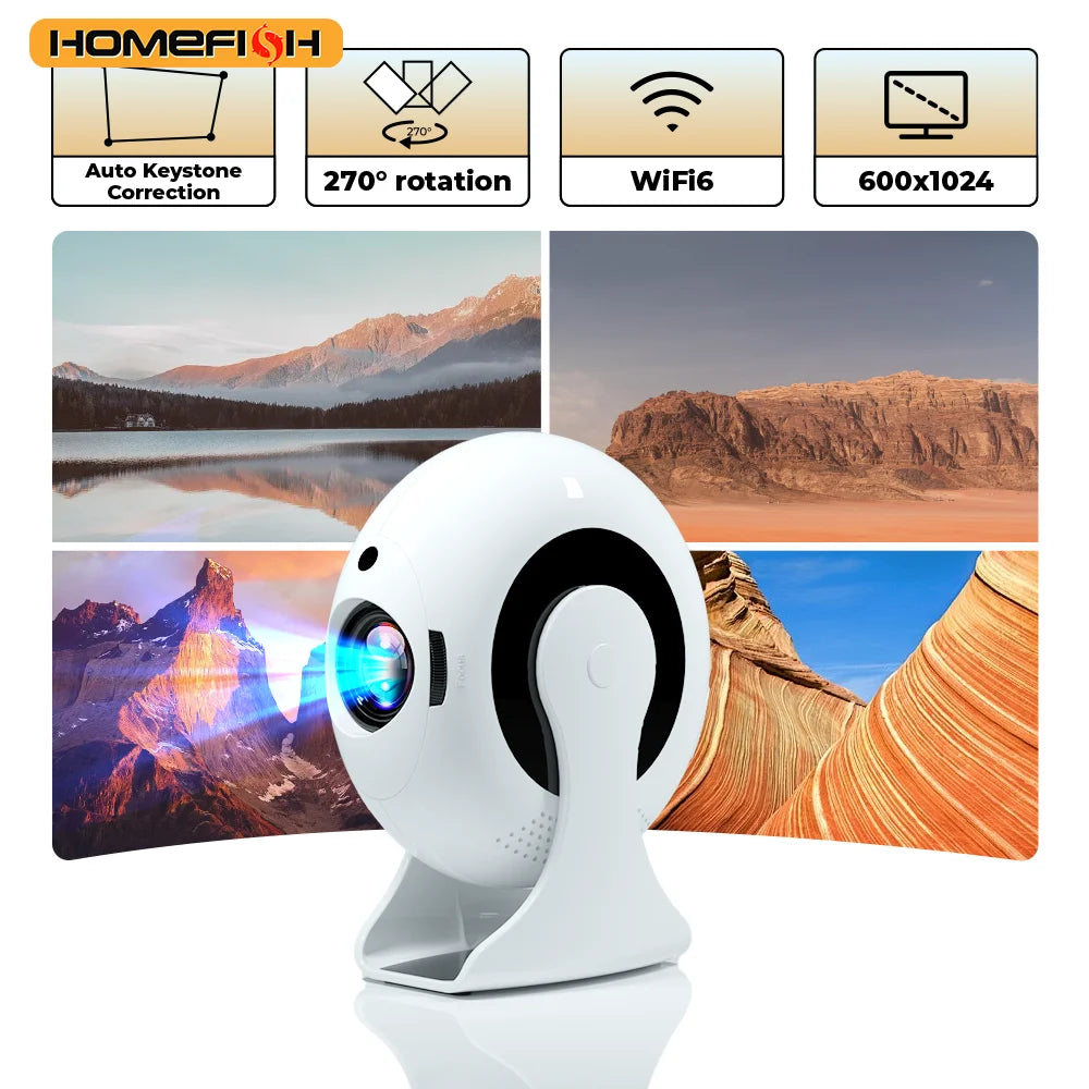 2025 Mini Android 4K Projector – 360° Rotating, WiFi 5G, BT 5.0