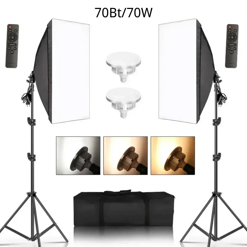 BrightBloom™ - Tri-Color Softbox Studio Lights 20w/30w/40w