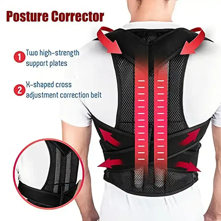 PostureAlign™ Dual Support Back Brace – Full Spine & Shoulder Corrector for Pain Relief & Posture Improvement