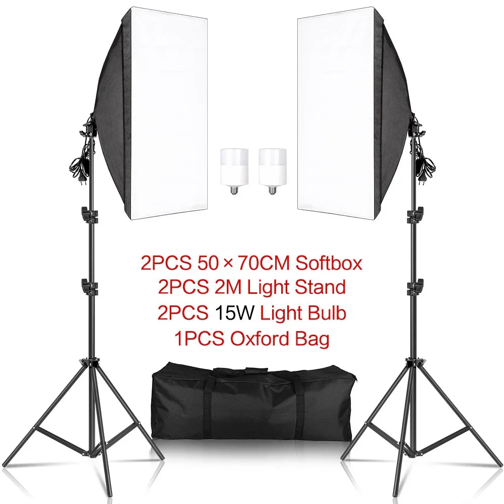 BrightBloom™ - Tri-Color Softbox Studio Lights 20w/30w/40w