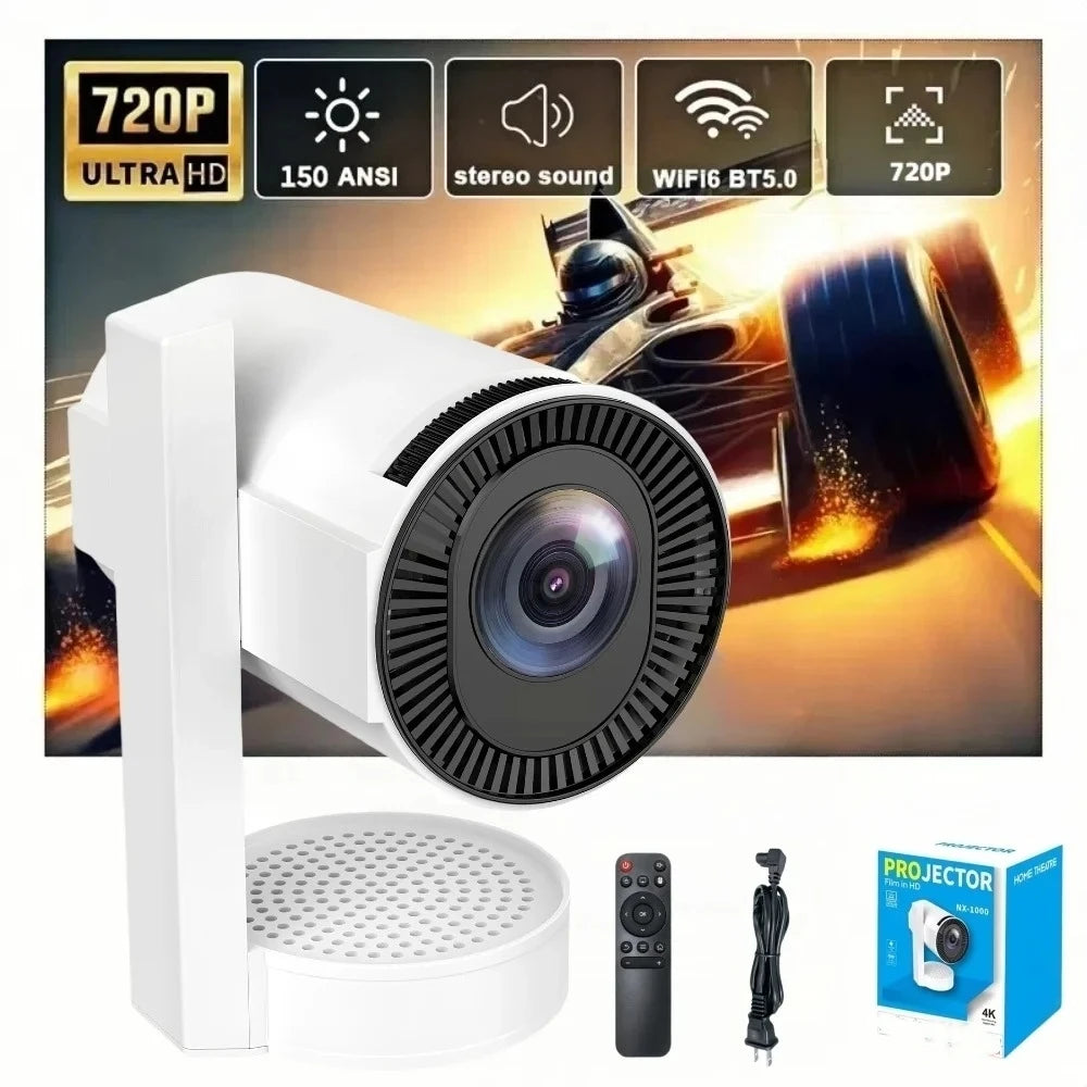 FlexView Smart Mini Projector – 270° Adjustable, WiFi, Bluetooth, Android 13, 720P HD