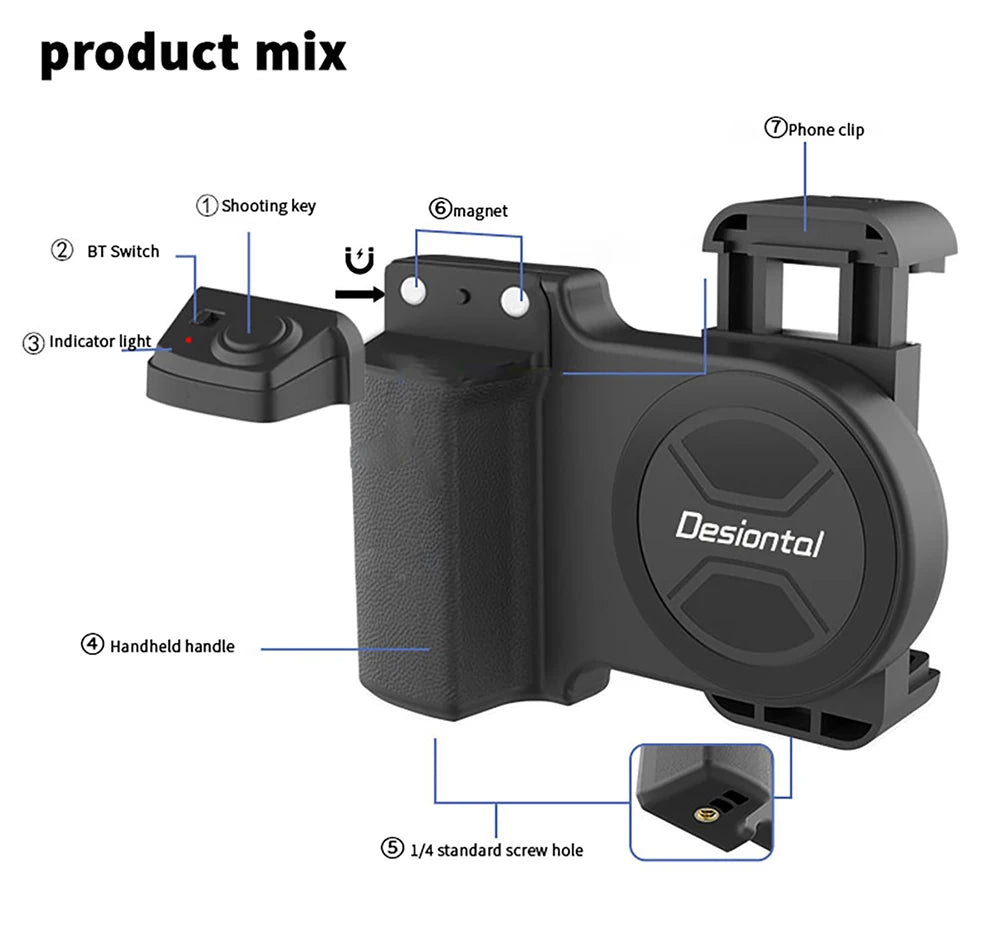 VlogPro Snap Handle – Magnetic Selfie Grip with Wireless Remote