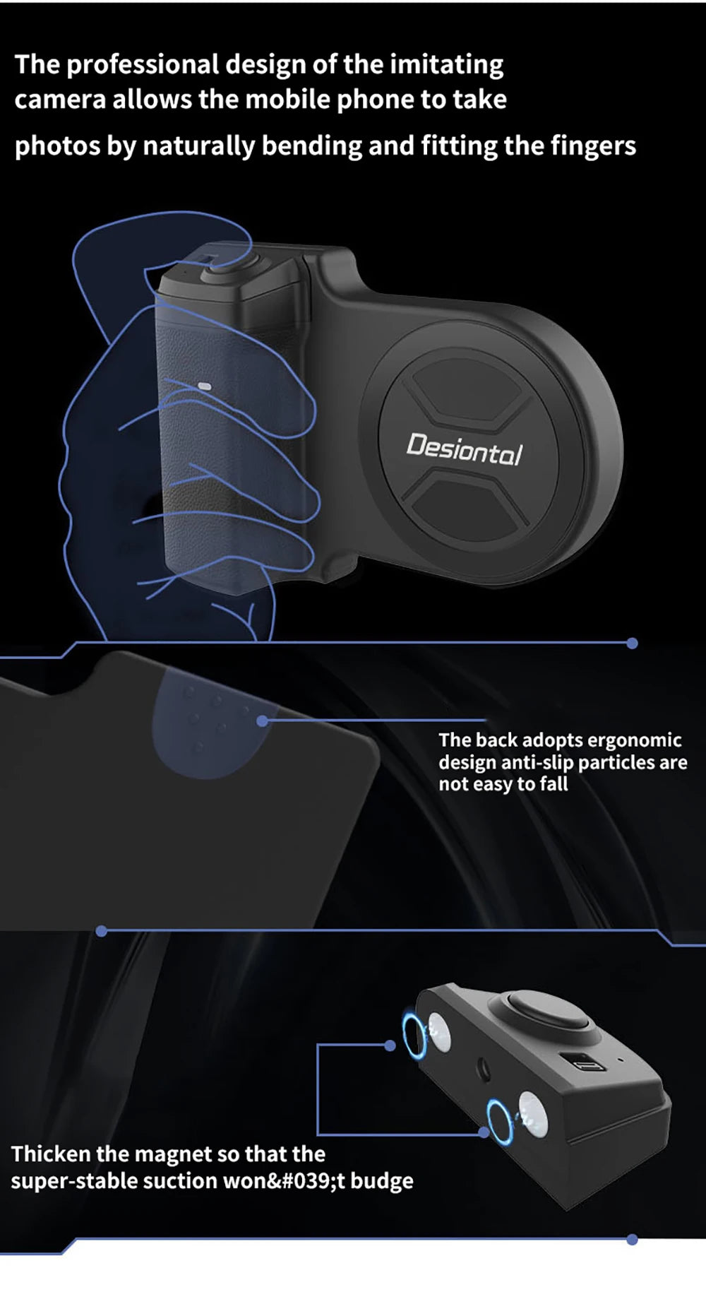 VlogPro Snap Handle – Magnetic Selfie Grip with Wireless Remote