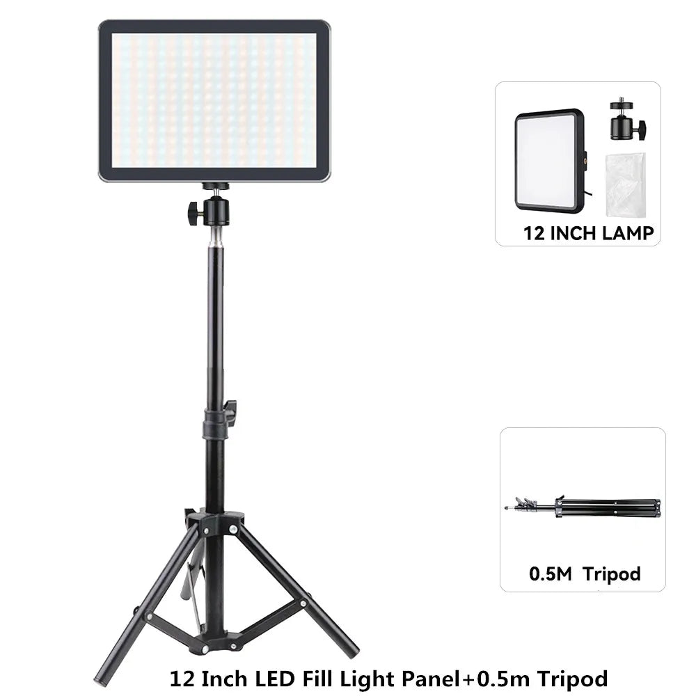 GlowFrame LED Light Panel Kit – 8"/12" Dimmable Video Light with Tripod for YouTube, Live Streaming & Studio Shoots