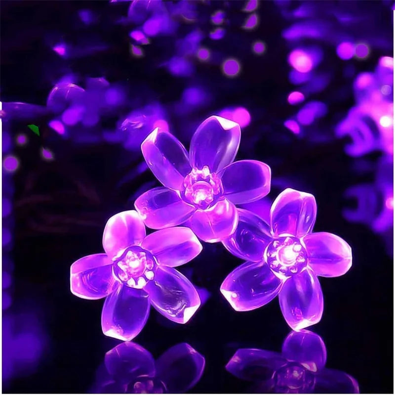 TwilightFlorals™ Solar Flower String Lights – Waterproof Fairy Garland Lights for Outdoor Garden, Patio, or Balcony Décor