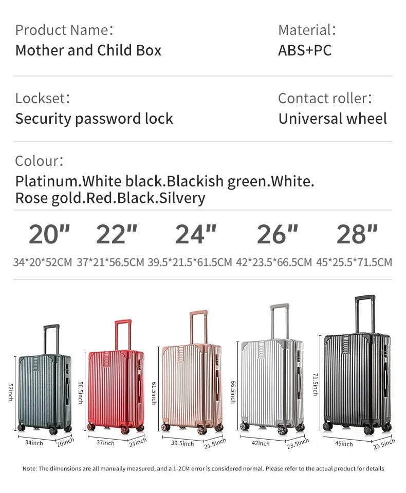 JetCrate™ Aluminum Travel Luggage - 20/22/24/26/28 Inch Trolley Luggage