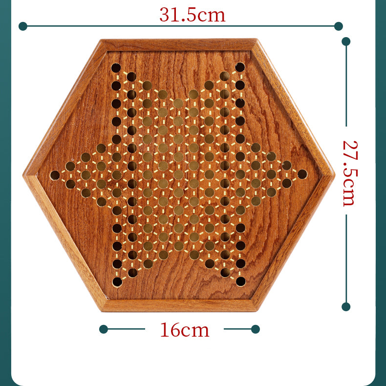 Solid Wood Checkers Set - Agate Marble Checkers - Glass Ball Pachisi