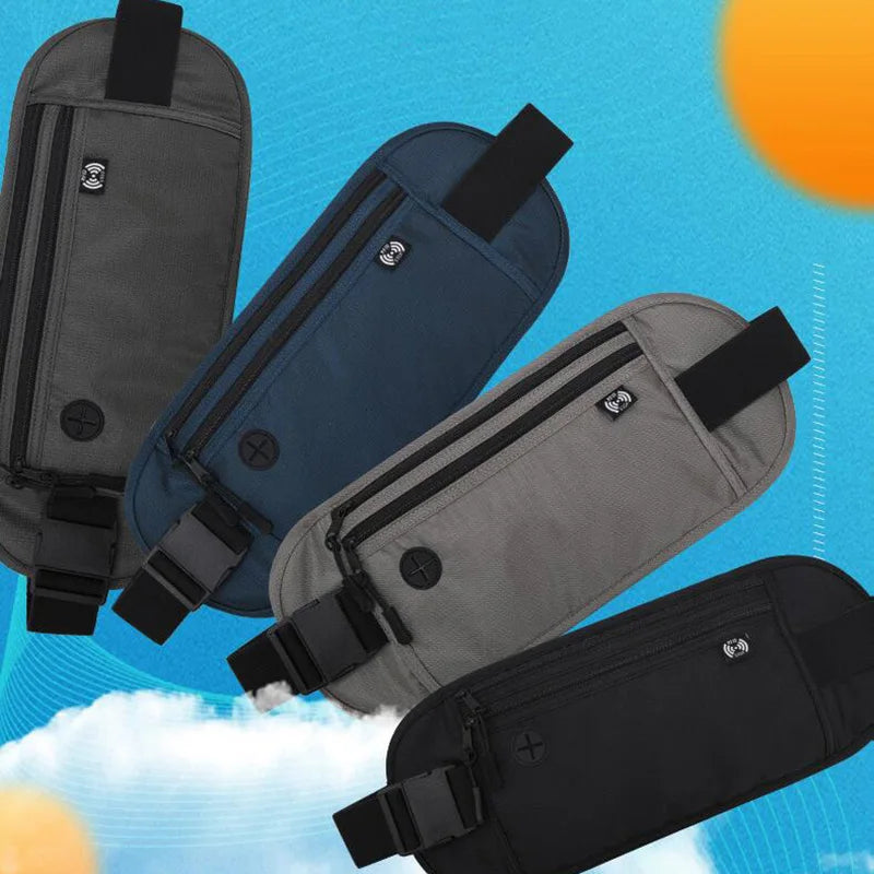 RFID-Blocking Waterproof Travel Waist Bag – Outdoor Fanny Pack & Passport Holder