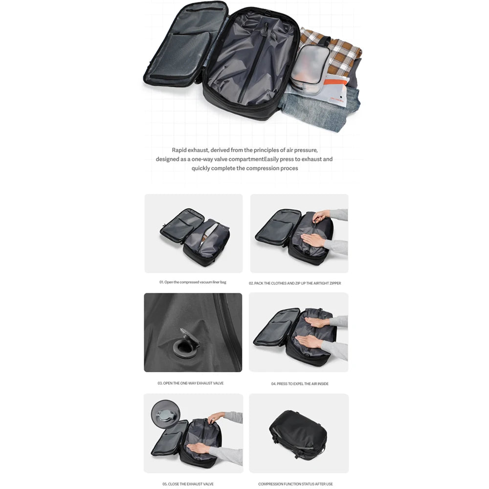 AirBack™ VacPack 40L – Expandable Travel Backpack with Built-In Vacuum Compression