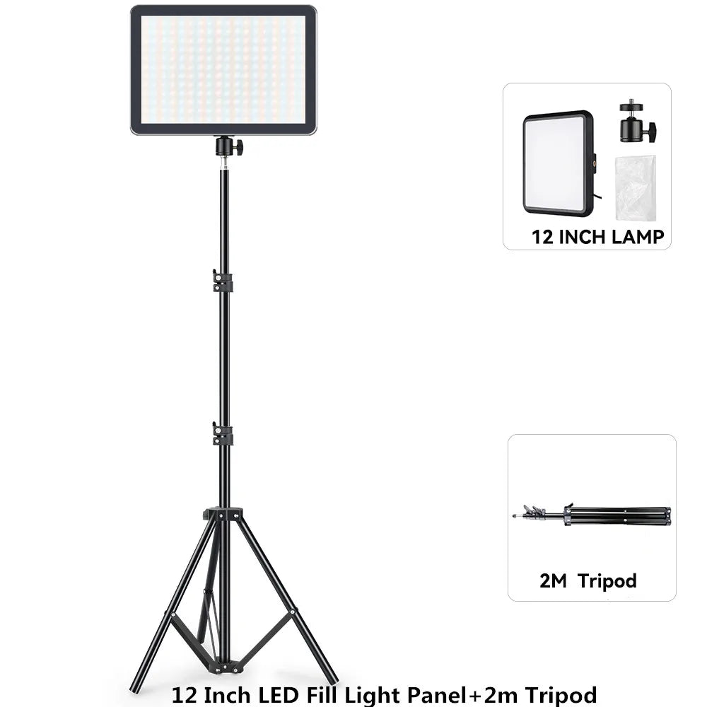 GlowFrame LED Light Panel Kit – 8"/12" Dimmable Video Light with Tripod for YouTube, Live Streaming & Studio Shoots