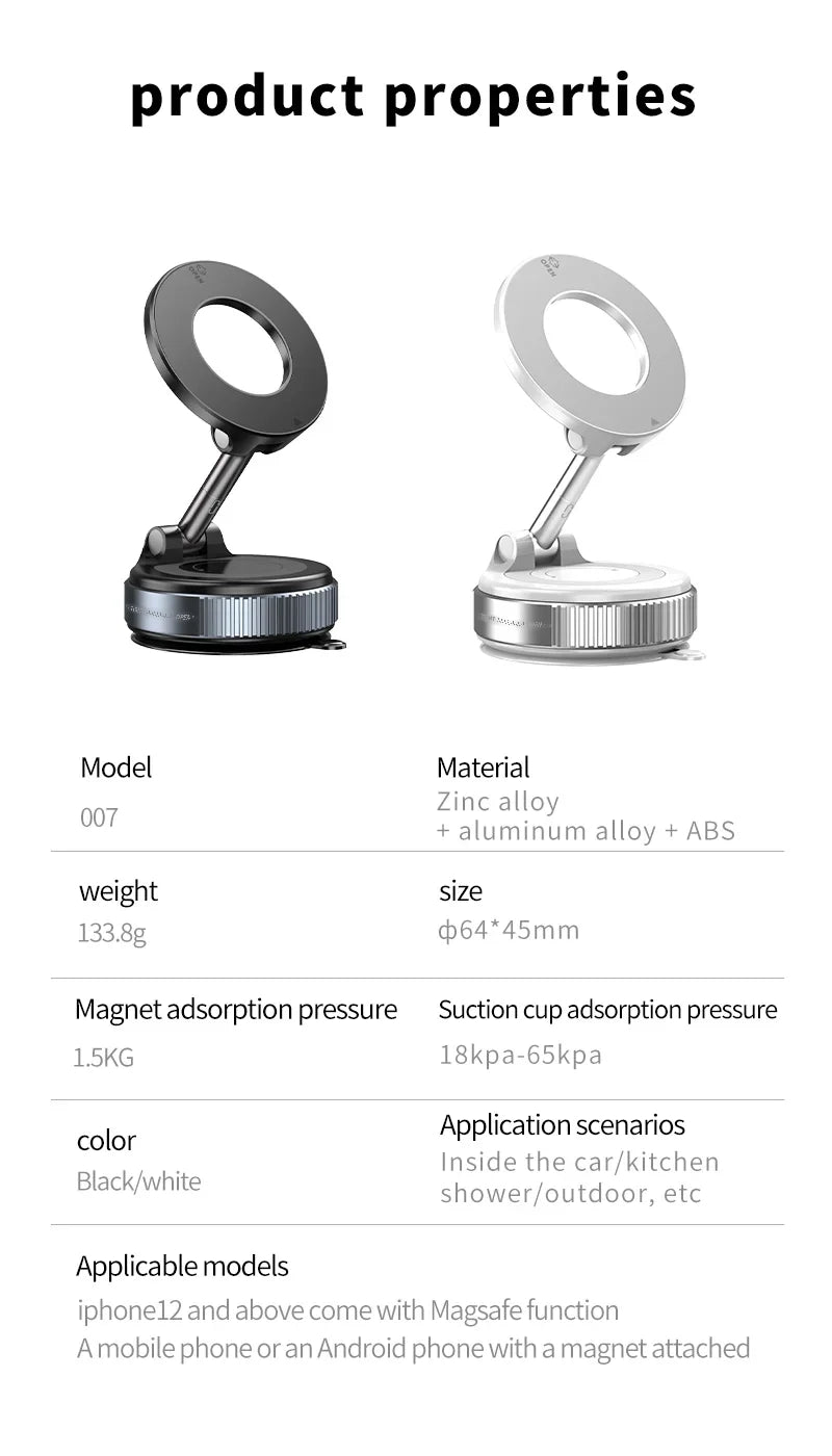 Smooth Surface Vacuum/Magnet 360º Phone Stand