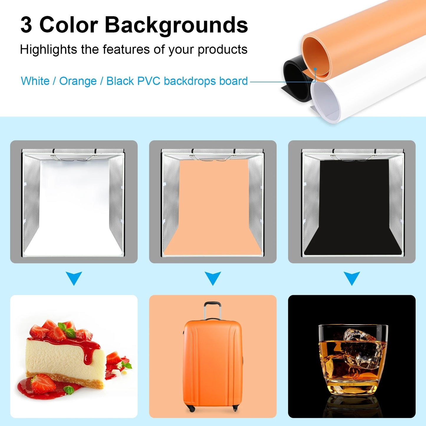 PULUZ 80cm Portable Softbox Light Tent – 72W Foldable Photo Studio Kit with 3 Backdrops & 9050LM Bright White Lighting