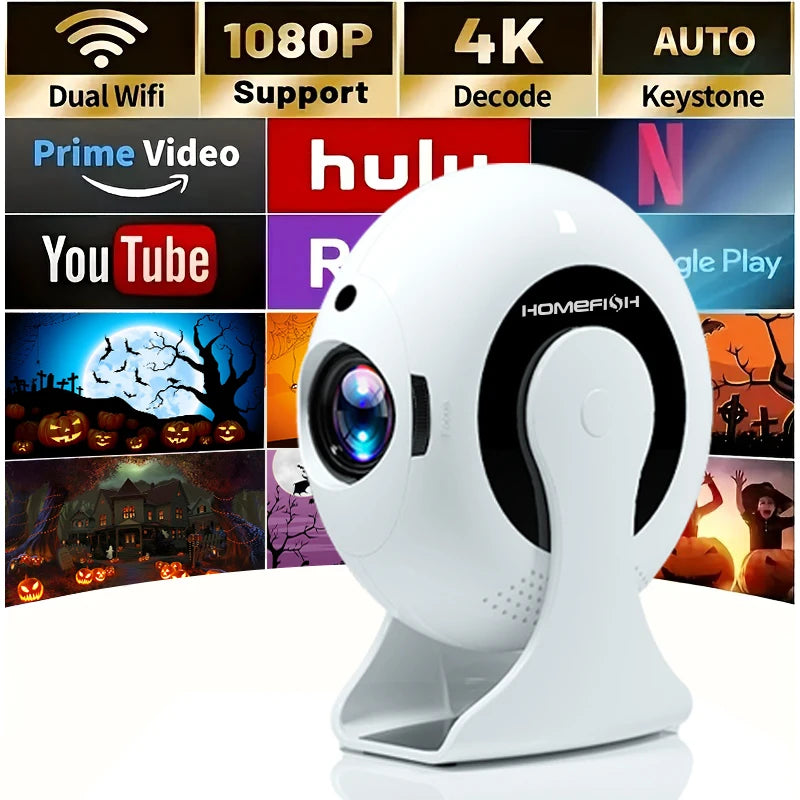 2025 Mini Android 4K Projector – 360° Rotating, WiFi 5G, BT 5.0