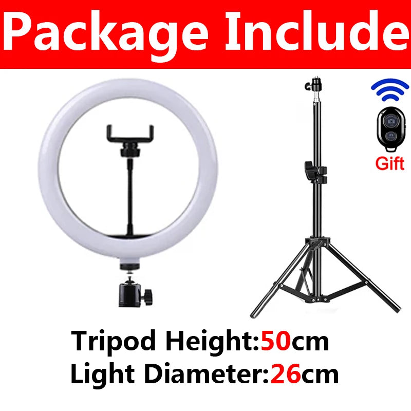 GlowCast™ 10” LED Selfie Ring Light – Adjustable Tripod + Phone Holder for Flawless Content Creation, Lives & Vlogs