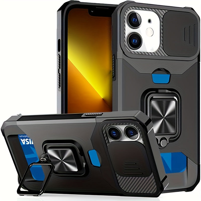 ArmorFlex™ Shockproof Phone Case – Built-In Metal Kickstand + Card Slot | For iPhone 16/15/14/13 Pro Max